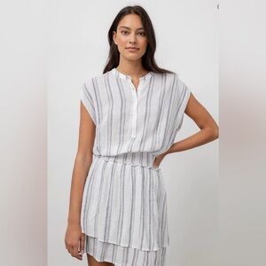 Rails Angelina Linen Blend Smocked Waist Dress Size Small